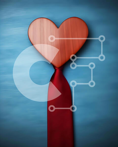 Intra Συλλεκτικό Ξύλινο Παζλ Plywood  4mm - Ξύλινη γραβάτα σε σχήμα καρδιάς σε μπλε φόντο Σε Ξύλινο Κουτί - Διαστάσεις Puzzle: 10x10 cm – 25 κομμάτια