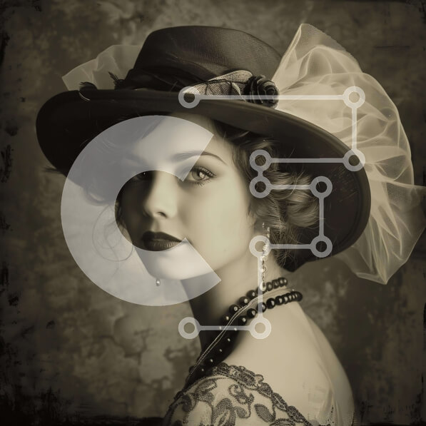 Σετ των 2 Intra Συλλεκτικό Ξύλινο Παζλ Plywood  4mm - Κομψή γυναίκα με καπέλο και μαργαριτάρια σε στυλ Vintage Σε Ξύλινο Κουτί - Διαστάσεις: 10x10 cm – 25 κομμάτια