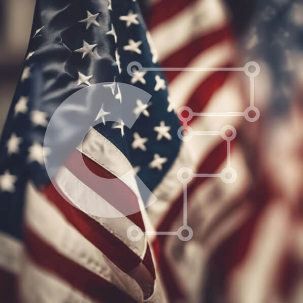 Intra Συλλεκτικό Ξύλινο Παζλ Plywood  4mm - Αμερικανικές σημαίες σε μια σειρά Σε Ξύλινο Κουτί - Διαστάσεις Puzzle: 10x10 cm – 25 κομμάτια