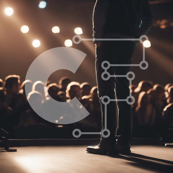 Intra Συλλεκτικό Ξύλινο Παζλ Plywood  4mm - Άνθρωπος στη σκηνή με προβολείς Σε Ξύλινο Κουτί - Διαστάσεις Puzzle: 10x10 cm – 25 κομμάτια