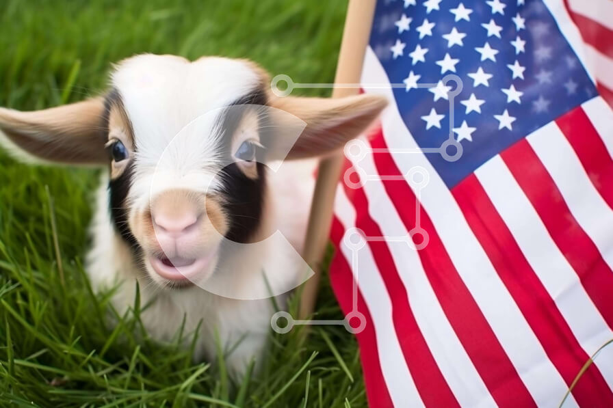 Σετ των 2 Intra Συλλεκτικό Ξύλινο Παζλ Plywood  4mm - Ευτυχισμένη κατσίκα με αμερικανική σημαία Σε Ξύλινο Κουτί - Διαστάσεις: 10x10 cm – 25 κομμάτια