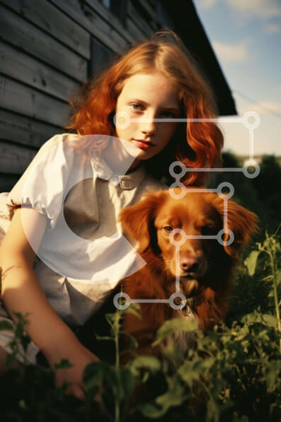 Σετ των 2 Intra Συλλεκτικό Ξύλινο Παζλ Plywood  4mm - Νεαρό κορίτσι με το σκυλί στη φύση Σε Ξύλινο Κουτί - Διαστάσεις: 10x10 cm – 25 κομμάτια