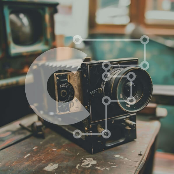 Intra Συλλεκτικό Ξύλινο Παζλ Plywood  4mm - Vintage κάμερα σε ξύλινο τραπέζι Σε Ξύλινο Κουτί - Διαστάσεις Puzzle: 10x10 cm – 25 κομμάτια