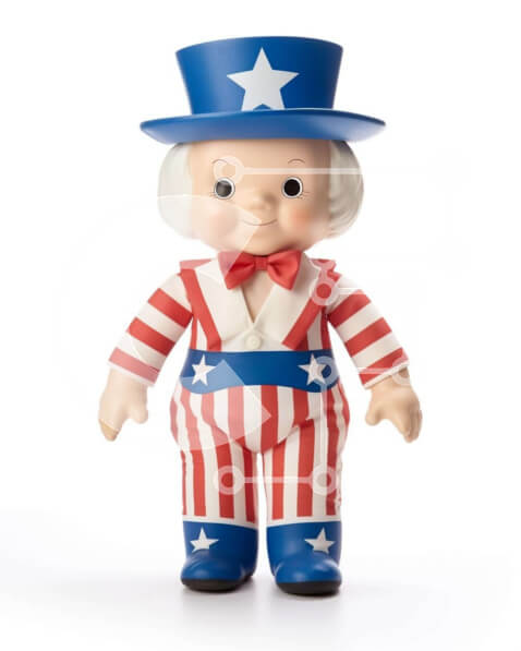 Intra Συλλεκτικό Ξύλινο Παζλ Plywood  4mm - Φιγούρα παιχνιδιού με πατριωτική ενδυμασία 4ης Ιουλίου Σε Ξύλινο Κουτί - Διαστάσεις Puzzle: 10x10 cm – 25 κομμάτια