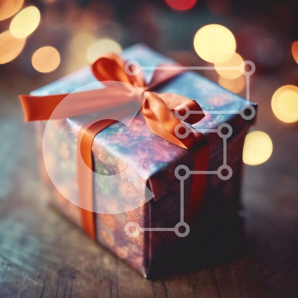 Intra Συλλεκτικό Ξύλινο Παζλ Plywood  4mm - Εορταστικό κουτί δώρου με πορτοκαλί κορδέλα Σε Ξύλινο Κουτί - Διαστάσεις: 10x10 cm – 25 κομμάτια