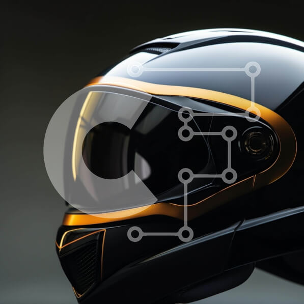 Intra Συλλεκτικό Ξύλινο Παζλ Plywood  4mm - Μαύρο και χρυσό κράνος μοτοσικλέτας σε γκρι φόντο Σε Ξύλινο Κουτί - Διαστάσεις Puzzle: 10x10 cm – 25 κομμάτια