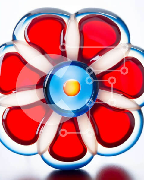 Intra Συλλεκτικό Ξύλινο Παζλ Plywood  4mm - Πολύχρωμο γυάλινο αντικείμενο σε σχήμα λουλουδιού Σε Ξύλινο Κουτί - Διαστάσεις: 10x10 cm – 25 κομμάτια