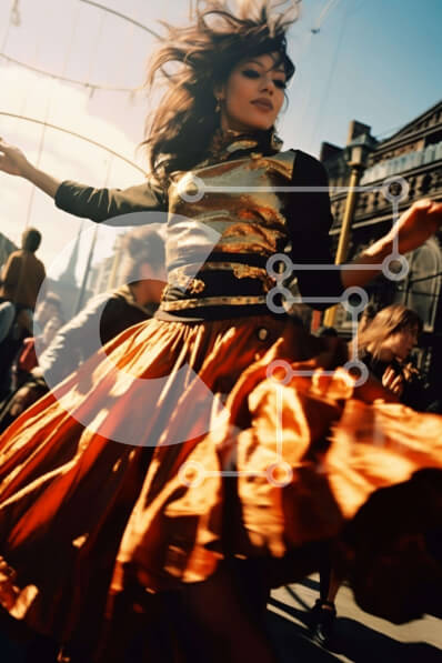 Intra Συλλεκτικό Ξύλινο Παζλ Plywood  4mm - Γυναίκα που χορεύει με πορτοκαλί και χρυσό φόρεμα Σε Ξύλινο Κουτί - Διαστάσεις Puzzle: 10x10 cm – 25 κομμάτια