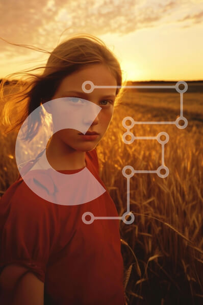 Intra Συλλεκτικό Ξύλινο Παζλ Plywood  4mm - Νεαρό κορίτσι με κόκκινο φόρεμα στο ηλιοβασίλεμα Σε Ξύλινο Κουτί - Διαστάσεις Puzzle: 10x10 cm – 25 κομμάτια