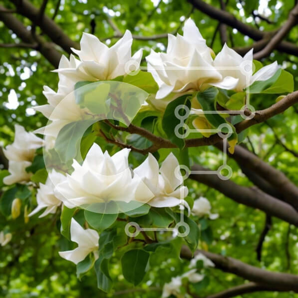 Intra Συλλεκτικό Ξύλινο Παζλ Plywood  4mm - Δέντρο με λευκά λουλούδια και πράσινα φύλλα Σε Ξύλινο Κουτί - Διαστάσεις: 10x10 cm – 25 κομμάτια