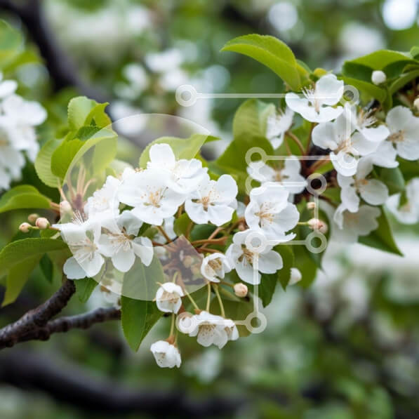 Intra Συλλεκτικό Ξύλινο Παζλ Plywood  4mm - Ανθισμένο κλαδί δέντρου με λευκά λουλούδια Σε Ξύλινο Κουτί - Διαστάσεις: 10x10 cm – 25 κομμάτια