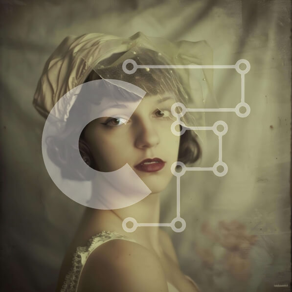 Σετ των 2 Intra Συλλεκτικό Ξύλινο Παζλ Plywood  4mm - Νεαρή γυναίκα με κομψό καπέλο και μακιγιάζ Σε Ξύλινο Κουτί - Διαστάσεις: 10x10 cm – 25 κομμάτια