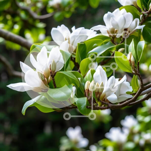 Intra Συλλεκτικό Ξύλινο Παζλ Plywood  4mm - Δέντρο με λευκά λουλούδια που ανθίζουν Σε Ξύλινο Κουτί - Διαστάσεις: 10x10 cm – 25 κομμάτια