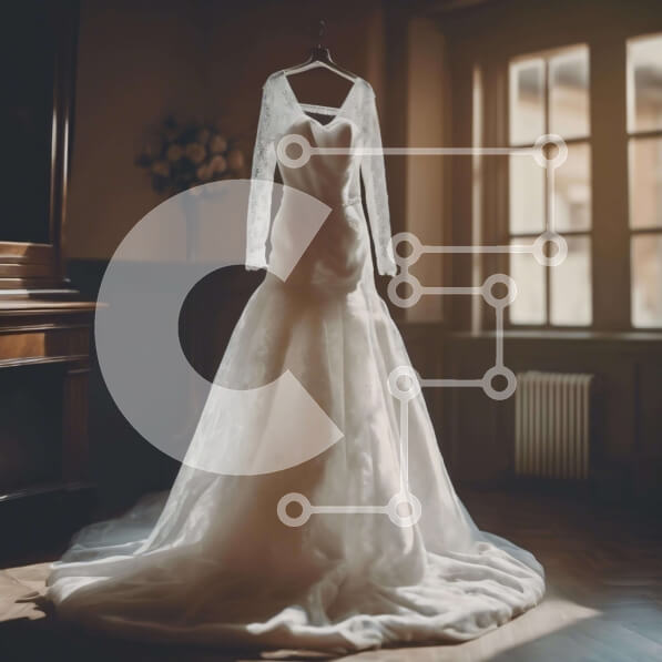 Σετ των 2 Intra Συλλεκτικό Ξύλινο Παζλ Plywood  4mm - Λευκό νυφικό στην κρεμάστρα με φυτά σε γλάστρες Σε Ξύλινο Κουτί - Διαστάσεις: 10x10 cm – 25 κομμάτια