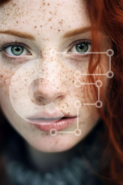 Intra Συλλεκτικό Ξύλινο Παζλ Plywood  4mm - Νεαρή γυναίκα με κόκκινα μαλλιά και πράσινα μάτια Σε Ξύλινο Κουτί - Διαστάσεις Puzzle: 10x10 cm – 25 κομμάτια