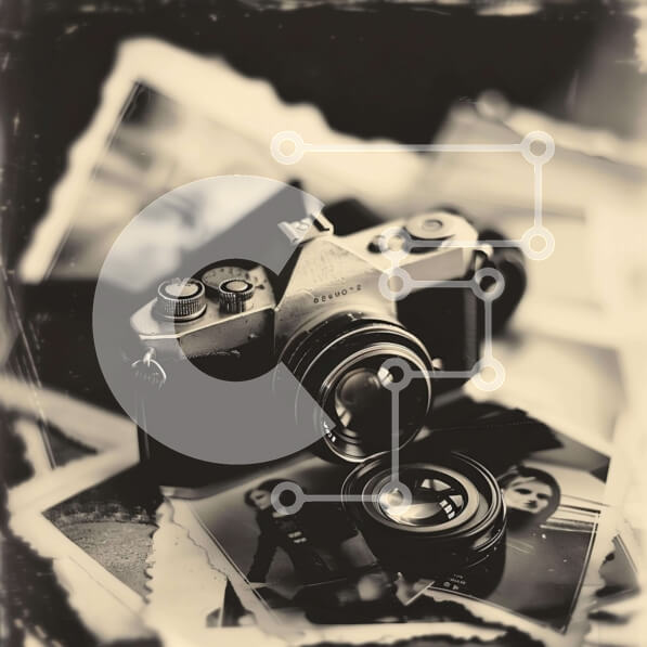 Intra Συλλεκτικό Ξύλινο Παζλ Plywood  4mm - Vintage κάμερα και φωτογραφίες Σε Ξύλινο Κουτί - Διαστάσεις: 10x10 cm – 25 κομμάτια