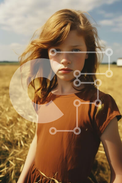 Intra Συλλεκτικό Ξύλινο Παζλ Plywood  4mm - Νεαρό κορίτσι με φθινοπωρινή ενδυμασία που στέκεται στο ανοιχτό πεδίο Σε Ξύλινο Κουτί - Διαστάσεις Puzzle: 10x10 cm – 25 κομμάτια