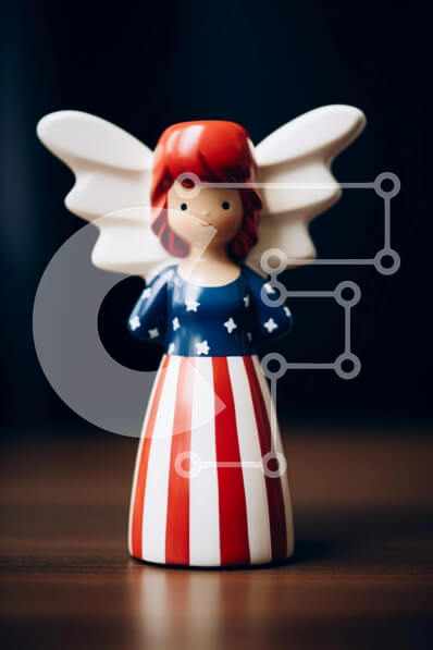 Intra Συλλεκτικό Ξύλινο Παζλ Plywood  4mm - Ειδώλιο αγγέλου στα χρώματα της σημαίας των ΗΠΑ Σε Ξύλινο Κουτί - Διαστάσεις Puzzle: 10x10 cm – 25 κομμάτια