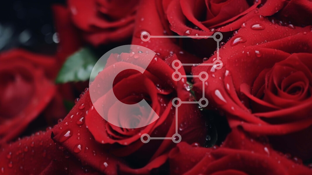 Intra Συλλεκτικό Ξύλινο Παζλ Plywood  4mm - Μπουκέτο με κόκκινα τριαντάφυλλα με σταγονίδια νερού Σε Ξύλινο Κουτί - Διαστάσεις: 10x10 cm – 25 κομμάτια