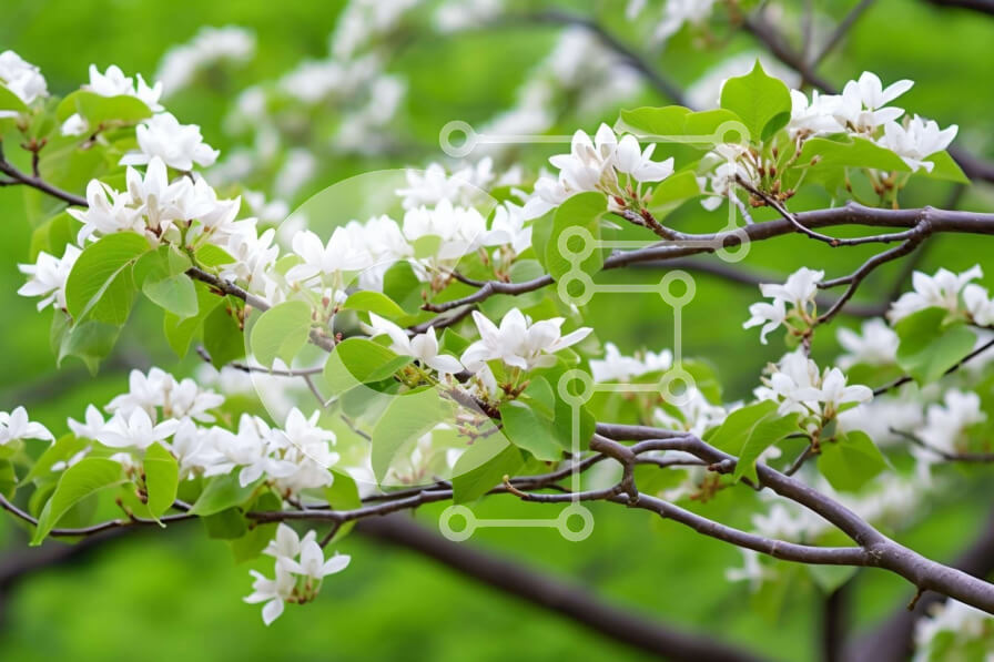 Intra Συλλεκτικό Ξύλινο Παζλ Plywood  4mm - Κλαδί δέντρου με λευκά λουλούδια την άνοιξη Σε Ξύλινο Κουτί - Διαστάσεις: 10x10 cm – 25 κομμάτια