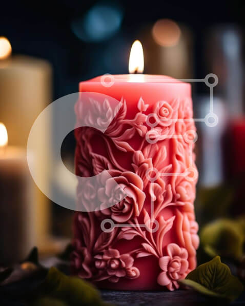 Intra Συλλεκτικό Ξύλινο Παζλ Plywood  4mm - Κόκκινο κερί με φλοράλ σχέδια Σε Ξύλινο Κουτί - Διαστάσεις Puzzle: 10x10 cm – 25 κομμάτια