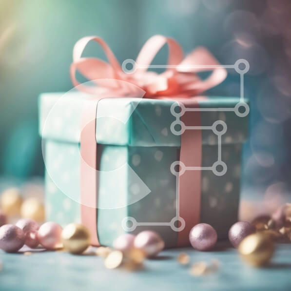 Intra Συλλεκτικό Ξύλινο Παζλ Plywood  4mm - Μπλε Κουτί δώρου με ροζ κορδέλα και πέρλες Σε Ξύλινο Κουτί - Διαστάσεις Puzzle: 10x10 cm – 25 κομμάτια