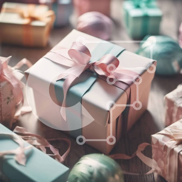 Intra Συλλεκτικό Ξύλινο Παζλ Plywood  4mm - Πολύχρωμα κουτιά δώρων σε ζωηρά στολίδια Σε Ξύλινο Κουτί - Διαστάσεις: 10x10 cm – 25 κομμάτια