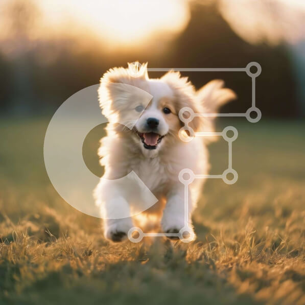 Intra Συλλεκτικό Ξύλινο Παζλ Plywood  4mm - Ευτυχισμένος λευκός σκύλος που τρέχει στο γρασίδι Σε Ξύλινο Κουτί - Διαστάσεις: 10x10 cm – 25 κομμάτια