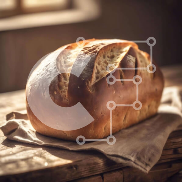 Σετ των 2 Intra Συλλεκτικό Ξύλινο Παζλ Plywood  4mm - Φρεσκοψημένο ψωμί σε ξύλινο τραπέζι Σε Ξύλινο Κουτί - Διαστάσεις: 10x10 cm – 25 κομμάτια