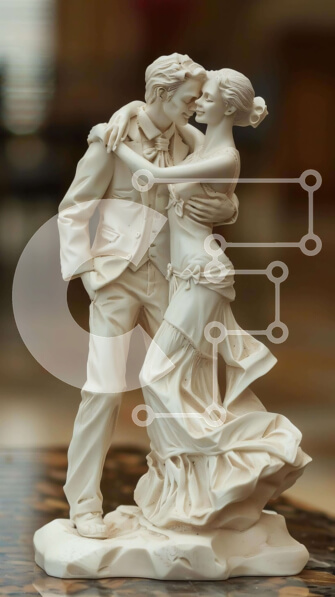 Intra Συλλεκτικό Ξύλινο Παζλ Plywood  4mm - Λευκό ειδώλιο δύο ανθρώπων που αγκαλιάζονται και φιλιούνται Σε Ξύλινο Κουτί - Διαστάσεις Puzzle: 10x10 cm – 25 κομμάτια