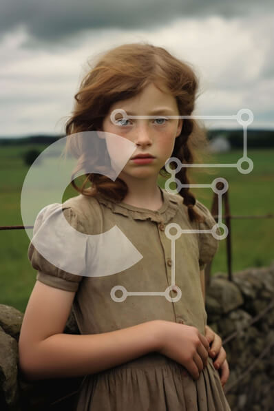 Intra Συλλεκτικό Ξύλινο Παζλ Plywood  4mm - Νεαρό κορίτσι στο χωράφι με πλεξούδες κοτσιδάκια Σε Ξύλινο Κουτί - Διαστάσεις Puzzle: 10x10 cm – 25 κομμάτια