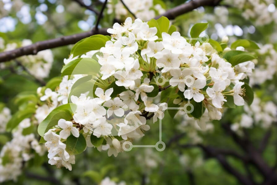 Intra Συλλεκτικό Ξύλινο Παζλ Plywood  4mm - Κοντινό πλάνο του ανθισμένου λευκού ανθισμένου κλάδου δέντρου Σε Ξύλινο Κουτί - Διαστάσεις: 10x10 cm – 25 κομμάτια