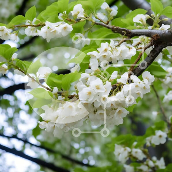 Intra Συλλεκτικό Ξύλινο Παζλ Plywood  4mm - Λευκό ανθισμένο κλαδί δέντρου με ανθισμένα λευκά λουλούδια Σε Ξύλινο Κουτί - Διαστάσεις: 10x10 cm – 25 κομμάτια