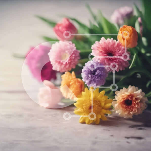 Intra Συλλεκτικό Ξύλινο Παζλ Plywood  4mm - Πολύχρωμο μπουκέτο λουλουδιών σε ανάποδο βάζο Σε Ξύλινο Κουτί - Διαστάσεις: 10x10 cm – 25 κομμάτια