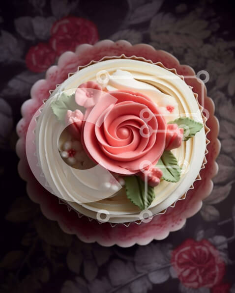 Σετ των 2 Intra Συλλεκτικό Ξύλινο Παζλ Plywood  4mm - Ροζ και λευκό Cupcake με λουλουδάτα διακοσμητικά Σε Ξύλινο Κουτί - Διαστάσεις: 10x10 cm – 25 κομμάτια