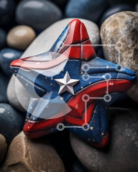 Intra Συλλεκτικό Ξύλινο Παζλ Plywood  4mm - Εμφάνιση αντικειμένων Patriotic Star Σε Ξύλινο Κουτί - Διαστάσεις Puzzle: 10x10 cm – 25 κομμάτια