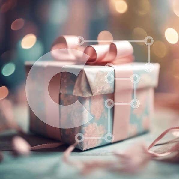 Intra Συλλεκτικό Ξύλινο Παζλ Plywood  4mm - Μπλε κουτί δώρου σε ξύλινο τραπέζι Σε Ξύλινο Κουτί - Διαστάσεις: 10x10 cm – 25 κομμάτια