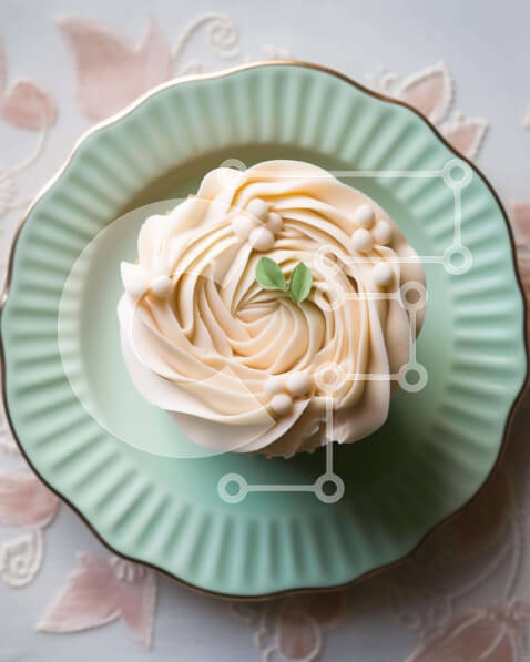 Σετ των 2 Intra Συλλεκτικό Ξύλινο Παζλ Plywood  4mm - Κομψά διακοσμημένο Cupcake σε πράσινο πιάτο Σε Ξύλινο Κουτί - Διαστάσεις: 10x10 cm – 25 κομμάτια