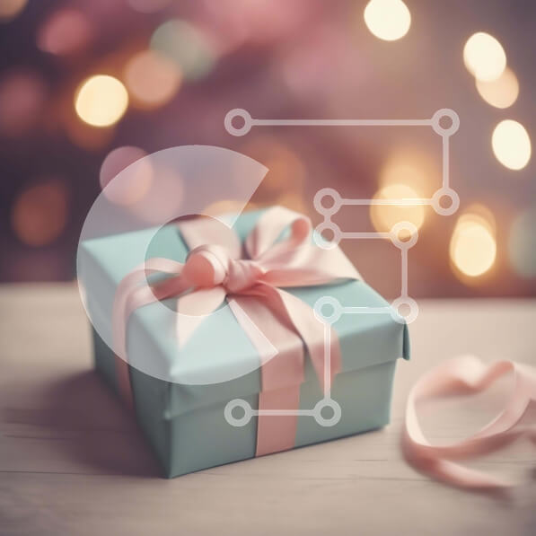 Intra Συλλεκτικό Ξύλινο Παζλ Plywood  4mm - Μπλε Κουτί δώρου με ροζ κορδέλα και φωτάκια Σε Ξύλινο Κουτί - Διαστάσεις: 10x10 cm – 25 κομμάτια