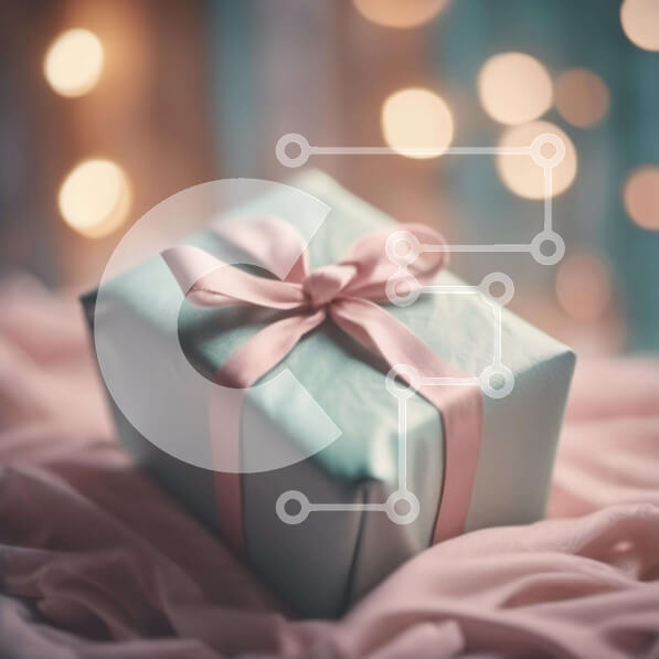 Intra Συλλεκτικό Ξύλινο Παζλ Plywood  4mm - Μπλε δώρο τυλιγμένο σε ροζ κορδέλα Σε Ξύλινο Κουτί - Διαστάσεις Puzzle: 10x10 cm – 25 κομμάτια