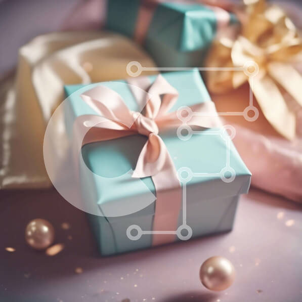 Intra Συλλεκτικό Ξύλινο Παζλ Plywood  4mm - Κομψά μπλε κουτιά δώρου με ροζ κορδέλα Σε Ξύλινο Κουτί - Διαστάσεις: 10x10 cm – 25 κομμάτια