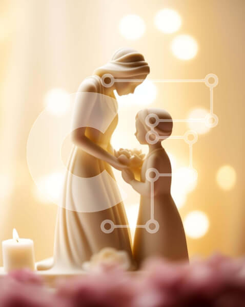 Intra Συλλεκτικό Ξύλινο Παζλ Plywood  4mm - Ειδώλιο μητέρας και παιδιού σε θρησκευτικό περιβάλλον Σε Ξύλινο Κουτί - Διαστάσεις Puzzle: 10x10 cm – 25 κομμάτια