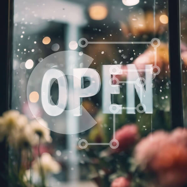 Intra Συλλεκτικό Ξύλινο Παζλ Plywood  4mm - Βιτρίνα με ανοιχτή πινακίδα και μπουκέτα λουλουδιών Σε Ξύλινο Κουτί - Διαστάσεις: 10x10 cm – 25 κομμάτια