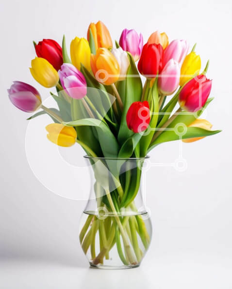 Intra Συλλεκτικό Ξύλινο Παζλ Plywood  4mm - Πολύχρωμη διάταξη τουλίπας Σε Ξύλινο Κουτί - Διαστάσεις: 10x10 cm – 25 κομμάτια