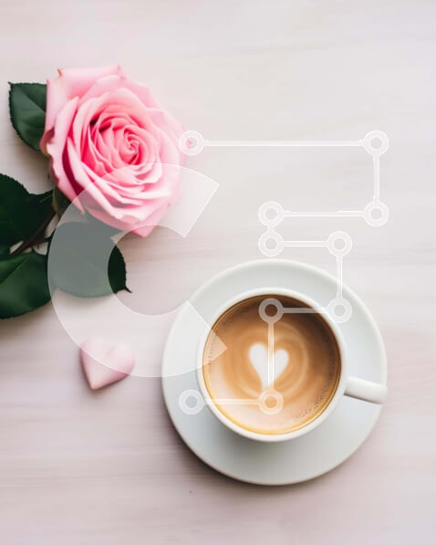 Σετ των 2 Intra Συλλεκτικό Ξύλινο Παζλ Plywood  4mm - Ρομαντικό φλιτζάνι καφέ με ροζ τριαντάφυλλα Σε Ξύλινο Κουτί - Διαστάσεις: 10x10 cm – 25 κομμάτια