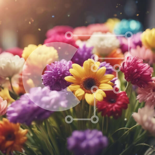 Intra Συλλεκτικό Ξύλινο Παζλ Plywood  4mm - Ζωντανό μπουκέτο από μαργαρίτες, τριαντάφυλλα και γαρύφαλλα Σε Ξύλινο Κουτί - Διαστάσεις: 10x10 cm – 25 κομμάτια