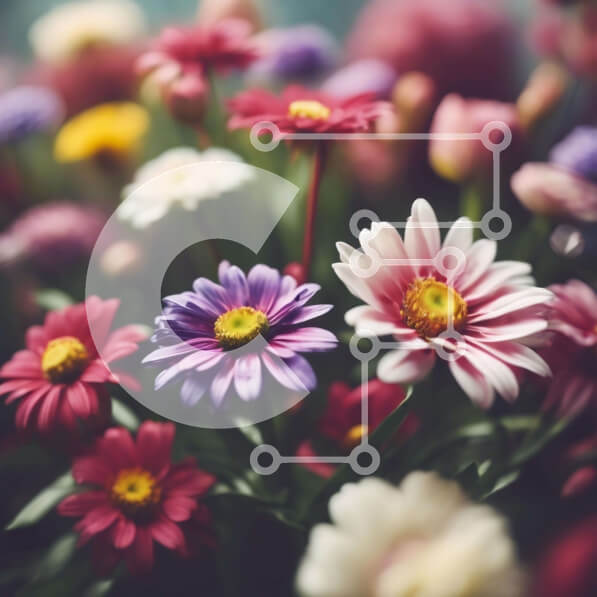 Intra Συλλεκτικό Ξύλινο Παζλ Plywood  4mm - Πολύχρωμο μπουκέτο λουλουδιών με μαργαρίτες, κρίνους και ηλίανθους Σε Ξύλινο Κουτί - Διαστάσεις: 10x10 cm – 25 κομμάτια