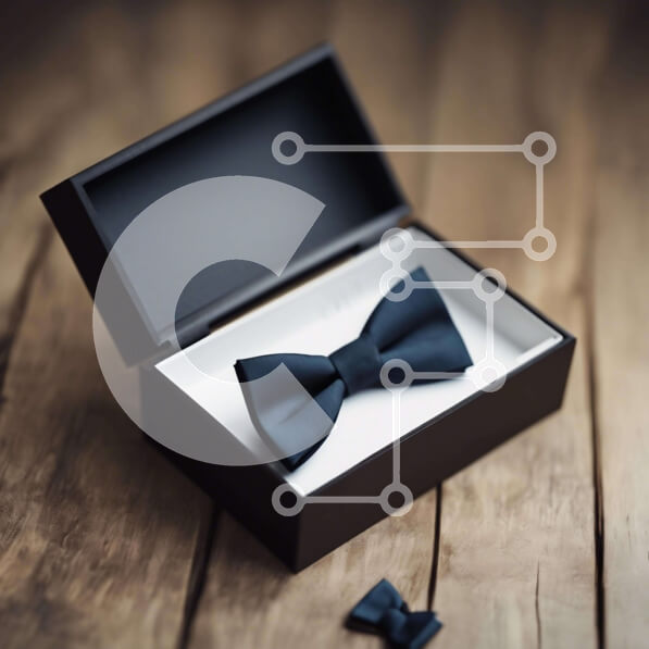 Σετ των 2 Intra Συλλεκτικό Ξύλινο Παζλ Plywood  4mm - Μαύρο παπιγιόν και παπούτσια σε ξύλινο τραπέζι Σε Ξύλινο Κουτί - Διαστάσεις: 10x10 cm – 25 κομμάτια