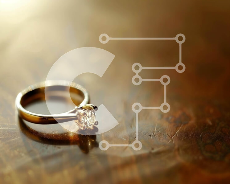 Σετ των 2 Intra Συλλεκτικό Ξύλινο Παζλ Plywood  4mm - Πολυτελής χρυσή βέρα σε καφέ τραπέζι Σε Ξύλινο Κουτί - Διαστάσεις: 10x10 cm – 25 κομμάτια