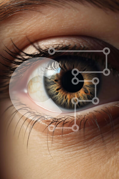 Intra Συλλεκτικό Ξύλινο Παζλ Plywood  4mm - Κοντινό πλάνο του ματιού της γυναίκας Σε Ξύλινο Κουτί - Διαστάσεις Puzzle: 10x10 cm – 25 κομμάτια